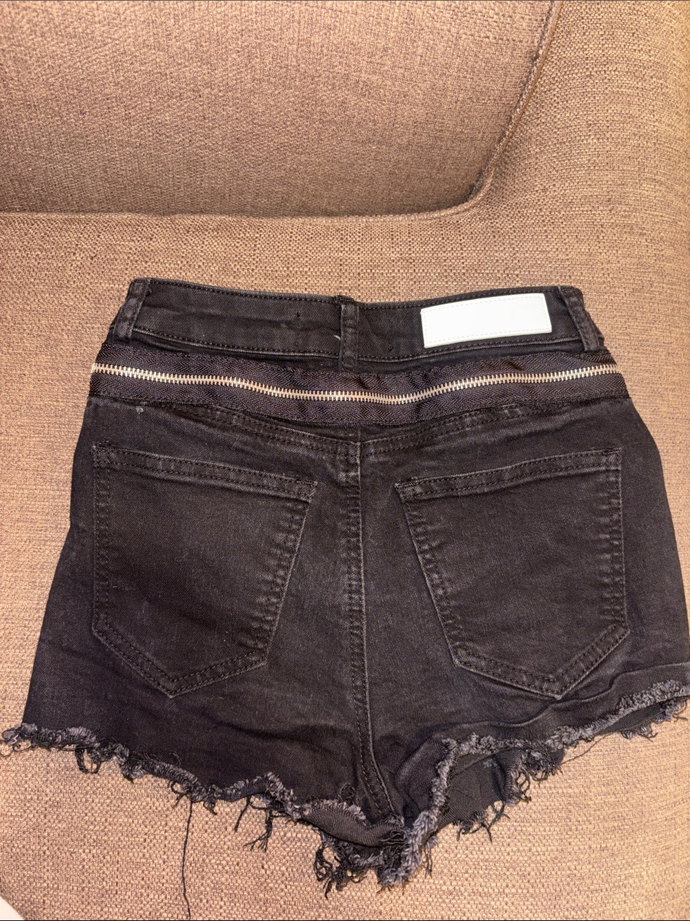 Akira Frayed Denim Shorts with Back Zip Detail